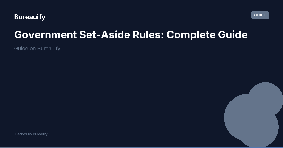 Government Set-Aside Rules: Complete Guide — Rule of Two, Thresholds ...