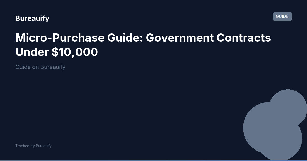 Micro-Purchase Guide: Government Contracts Under $10,000 | Bureauify
